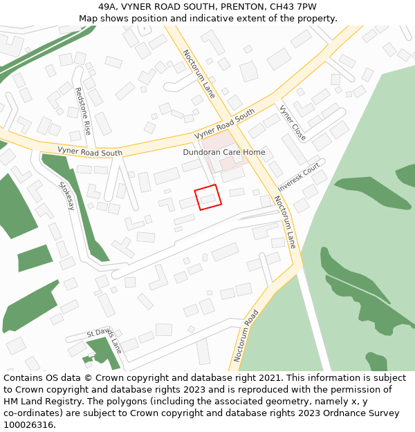 49A, VYNER ROAD SOUTH, PRENTON, CH43 7PW: Location map and indicative extent of plot