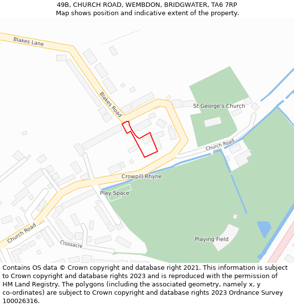 49B, CHURCH ROAD, WEMBDON, BRIDGWATER, TA6 7RP: Location map and indicative extent of plot