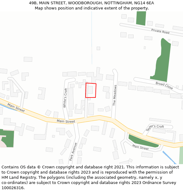 49B, MAIN STREET, WOODBOROUGH, NOTTINGHAM, NG14 6EA: Location map and indicative extent of plot