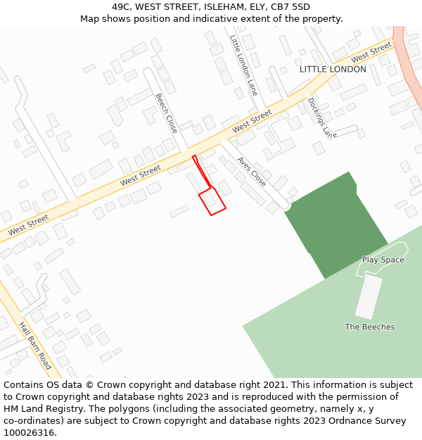 49C, WEST STREET, ISLEHAM, ELY, CB7 5SD: Location map and indicative extent of plot