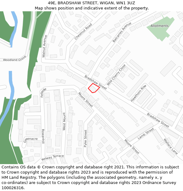 49E, BRADSHAW STREET, WIGAN, WN1 3UZ: Location map and indicative extent of plot