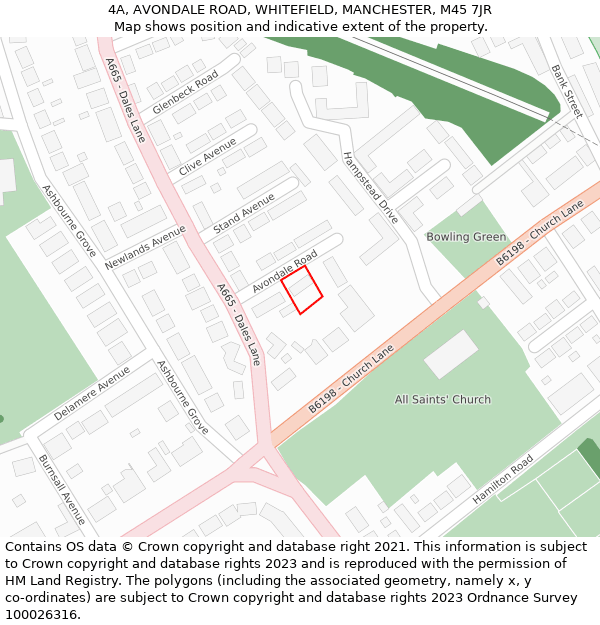 4A, AVONDALE ROAD, WHITEFIELD, MANCHESTER, M45 7JR: Location map and indicative extent of plot