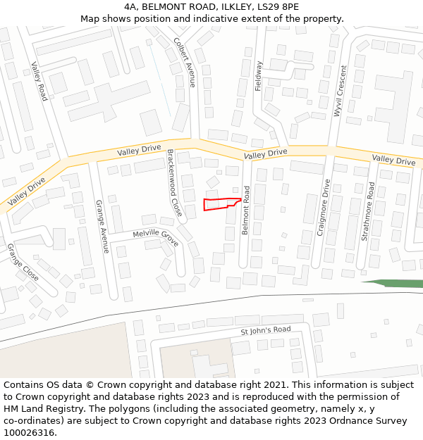 4A, BELMONT ROAD, ILKLEY, LS29 8PE: Location map and indicative extent of plot