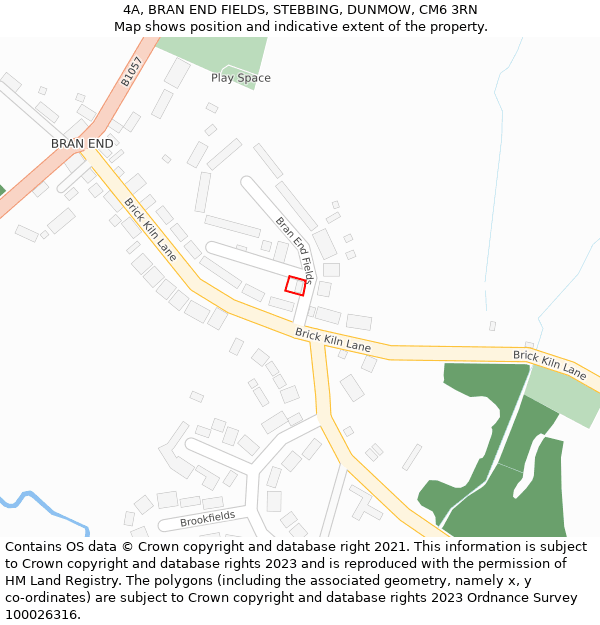4A, BRAN END FIELDS, STEBBING, DUNMOW, CM6 3RN: Location map and indicative extent of plot