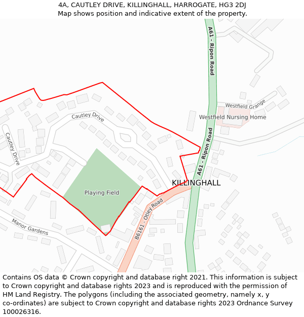 4A, CAUTLEY DRIVE, KILLINGHALL, HARROGATE, HG3 2DJ: Location map and indicative extent of plot