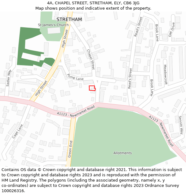 4A, CHAPEL STREET, STRETHAM, ELY, CB6 3JG: Location map and indicative extent of plot