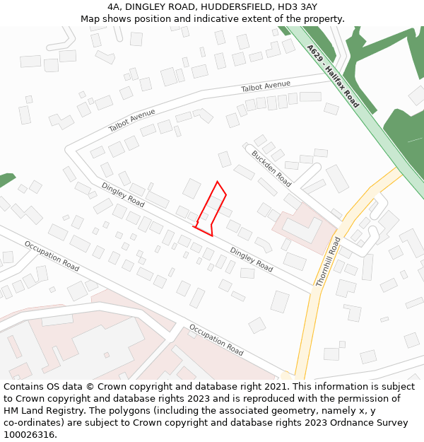 4A, DINGLEY ROAD, HUDDERSFIELD, HD3 3AY: Location map and indicative extent of plot