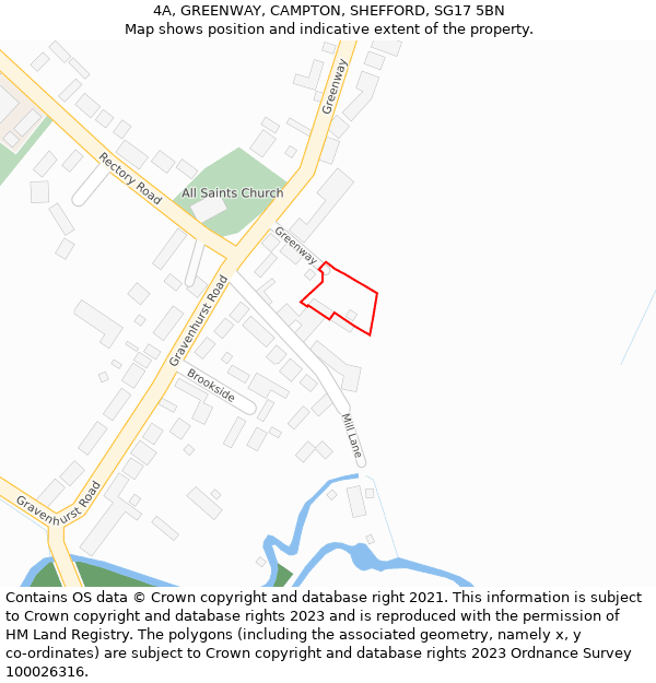 4A, GREENWAY, CAMPTON, SHEFFORD, SG17 5BN: Location map and indicative extent of plot