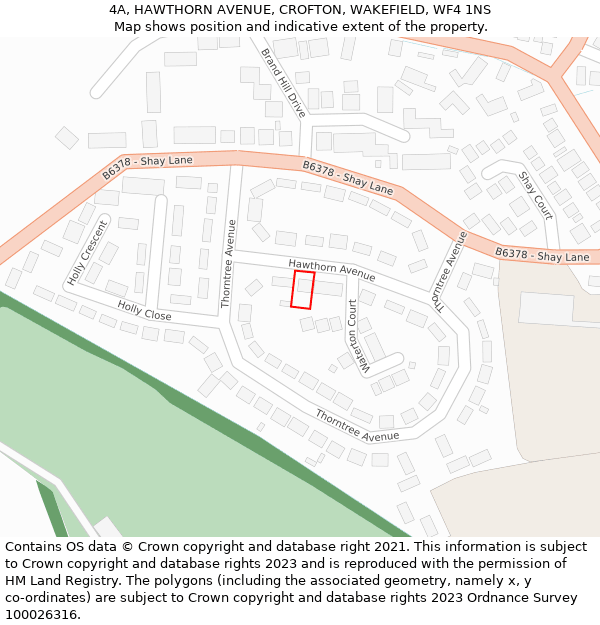 4A, HAWTHORN AVENUE, CROFTON, WAKEFIELD, WF4 1NS: Location map and indicative extent of plot