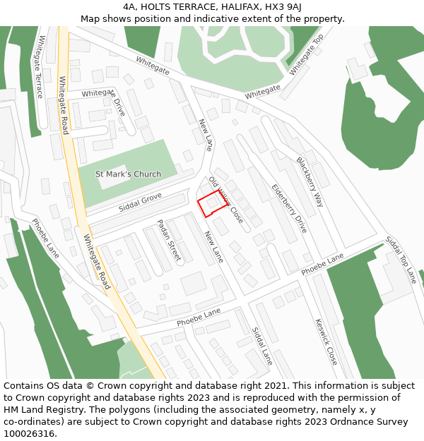 4A, HOLTS TERRACE, HALIFAX, HX3 9AJ: Location map and indicative extent of plot