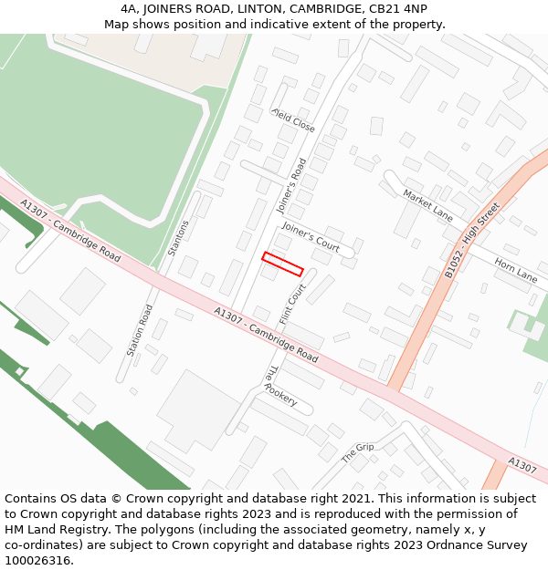 4A, JOINERS ROAD, LINTON, CAMBRIDGE, CB21 4NP: Location map and indicative extent of plot