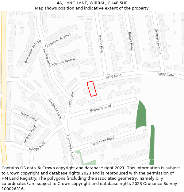 4A, LANG LANE, WIRRAL, CH48 5HF: Location map and indicative extent of plot