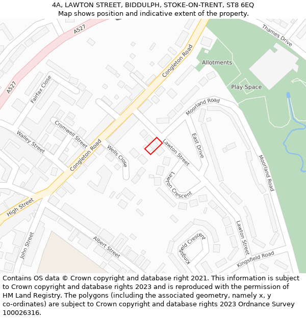4A, LAWTON STREET, BIDDULPH, STOKE-ON-TRENT, ST8 6EQ: Location map and indicative extent of plot
