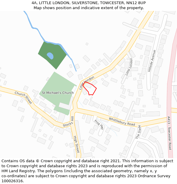 4A, LITTLE LONDON, SILVERSTONE, TOWCESTER, NN12 8UP: Location map and indicative extent of plot