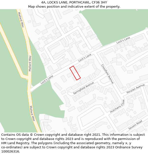 4A, LOCKS LANE, PORTHCAWL, CF36 3HY: Location map and indicative extent of plot