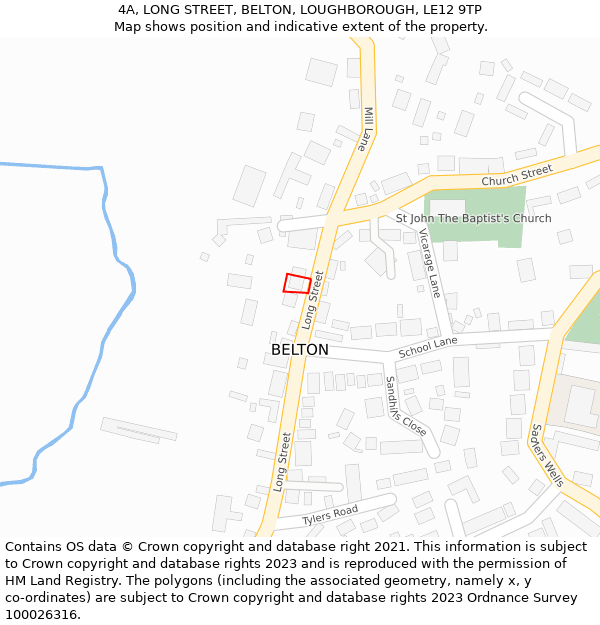 4A, LONG STREET, BELTON, LOUGHBOROUGH, LE12 9TP: Location map and indicative extent of plot