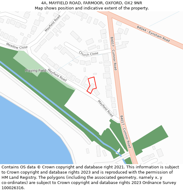 4A, MAYFIELD ROAD, FARMOOR, OXFORD, OX2 9NR: Location map and indicative extent of plot