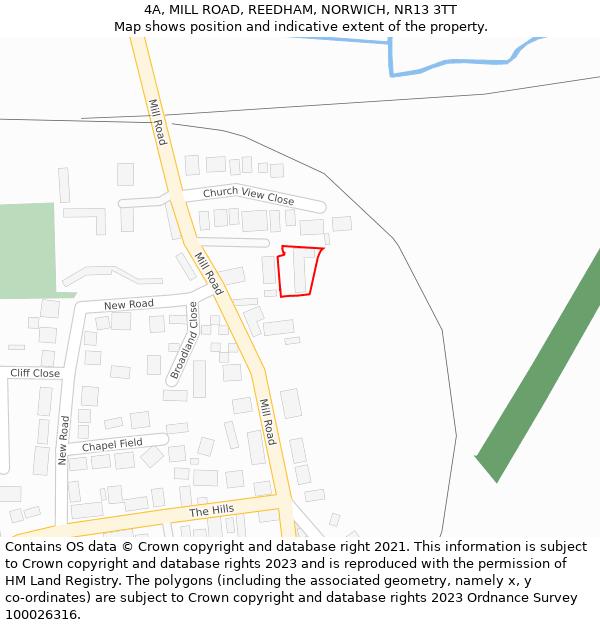 4A, MILL ROAD, REEDHAM, NORWICH, NR13 3TT: Location map and indicative extent of plot