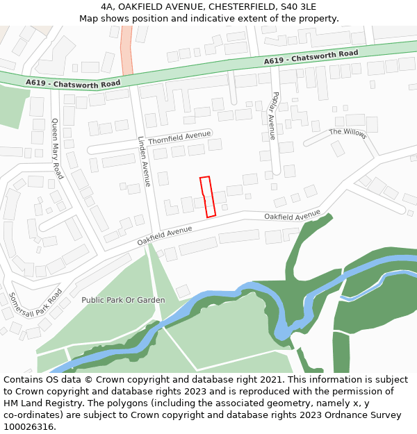 4A, OAKFIELD AVENUE, CHESTERFIELD, S40 3LE: Location map and indicative extent of plot