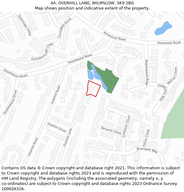 4A, OVERHILL LANE, WILMSLOW, SK9 2BG: Location map and indicative extent of plot