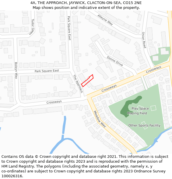 4A, THE APPROACH, JAYWICK, CLACTON-ON-SEA, CO15 2NE: Location map and indicative extent of plot