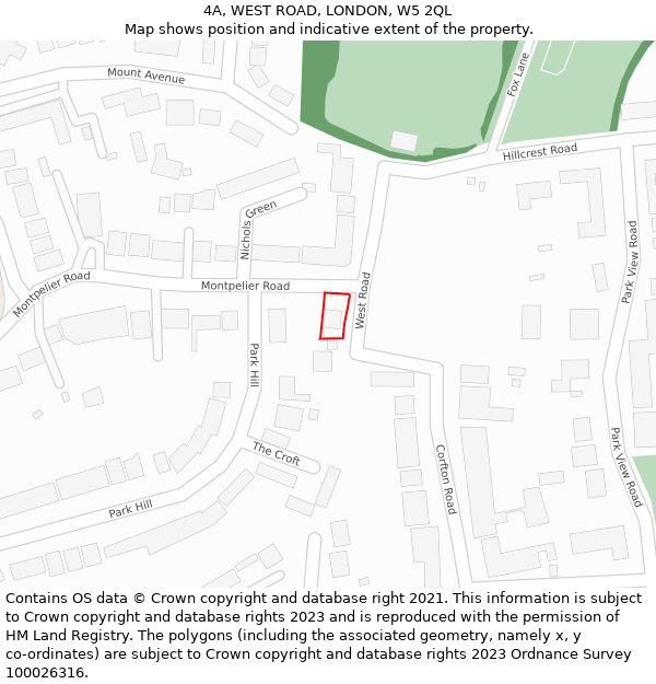 4A, WEST ROAD, LONDON, W5 2QL: Location map and indicative extent of plot