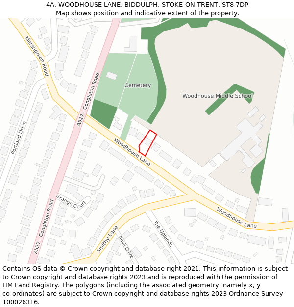 4A, WOODHOUSE LANE, BIDDULPH, STOKE-ON-TRENT, ST8 7DP: Location map and indicative extent of plot