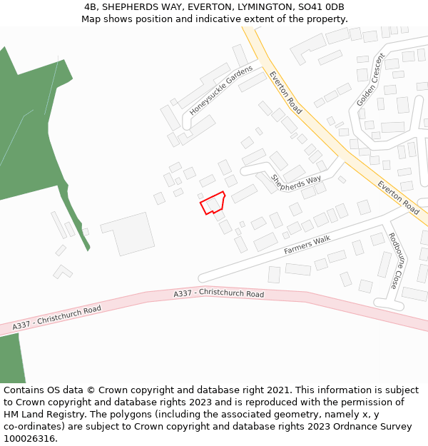 4B, SHEPHERDS WAY, EVERTON, LYMINGTON, SO41 0DB: Location map and indicative extent of plot