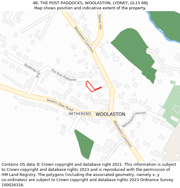 4B, THE POST PADDOCKS, WOOLASTON, LYDNEY, GL15 6NJ: Location map and indicative extent of plot