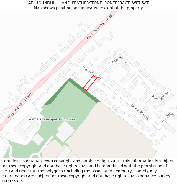 4E, HOUNDHILL LANE, FEATHERSTONE, PONTEFRACT, WF7 5AT: Location map and indicative extent of plot
