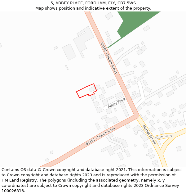 5, ABBEY PLACE, FORDHAM, ELY, CB7 5WS: Location map and indicative extent of plot
