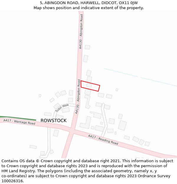 5, ABINGDON ROAD, HARWELL, DIDCOT, OX11 0JW: Location map and indicative extent of plot