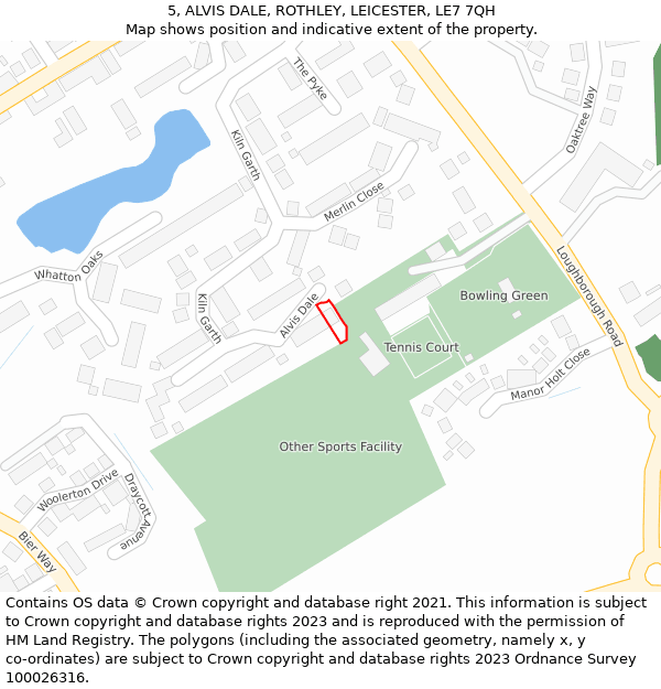 5, ALVIS DALE, ROTHLEY, LEICESTER, LE7 7QH: Location map and indicative extent of plot