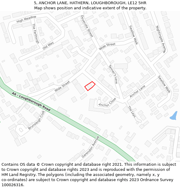 5, ANCHOR LANE, HATHERN, LOUGHBOROUGH, LE12 5HR: Location map and indicative extent of plot