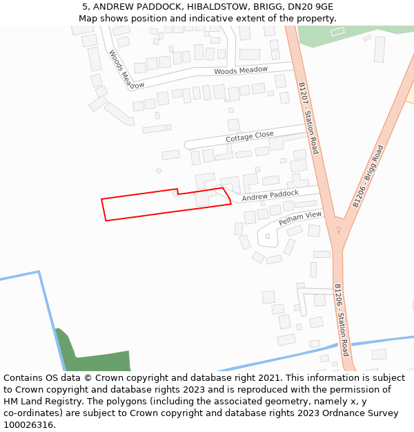 5, ANDREW PADDOCK, HIBALDSTOW, BRIGG, DN20 9GE: Location map and indicative extent of plot