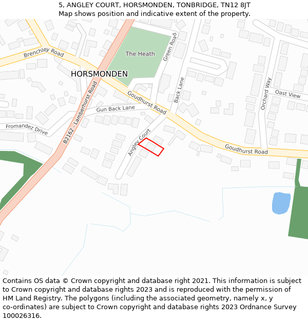 5, ANGLEY COURT, HORSMONDEN, TONBRIDGE, TN12 8JT: Location map and indicative extent of plot