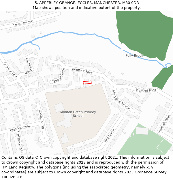5, APPERLEY GRANGE, ECCLES, MANCHESTER, M30 9DR: Location map and indicative extent of plot