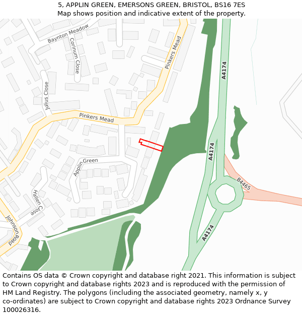 5, APPLIN GREEN, EMERSONS GREEN, BRISTOL, BS16 7ES: Location map and indicative extent of plot