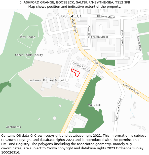 5, ASHFORD GRANGE, BOOSBECK, SALTBURN-BY-THE-SEA, TS12 3FB: Location map and indicative extent of plot