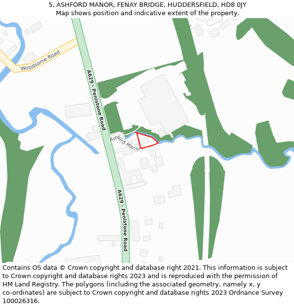5, ASHFORD MANOR, FENAY BRIDGE, HUDDERSFIELD, HD8 0JY: Location map and indicative extent of plot