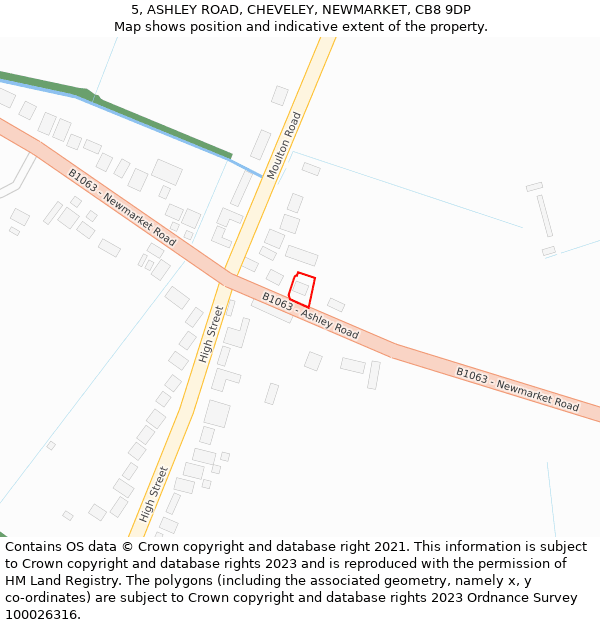 5, ASHLEY ROAD, CHEVELEY, NEWMARKET, CB8 9DP: Location map and indicative extent of plot