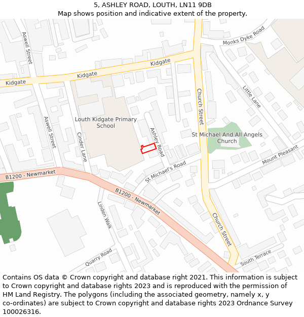 5, ASHLEY ROAD, LOUTH, LN11 9DB: Location map and indicative extent of plot