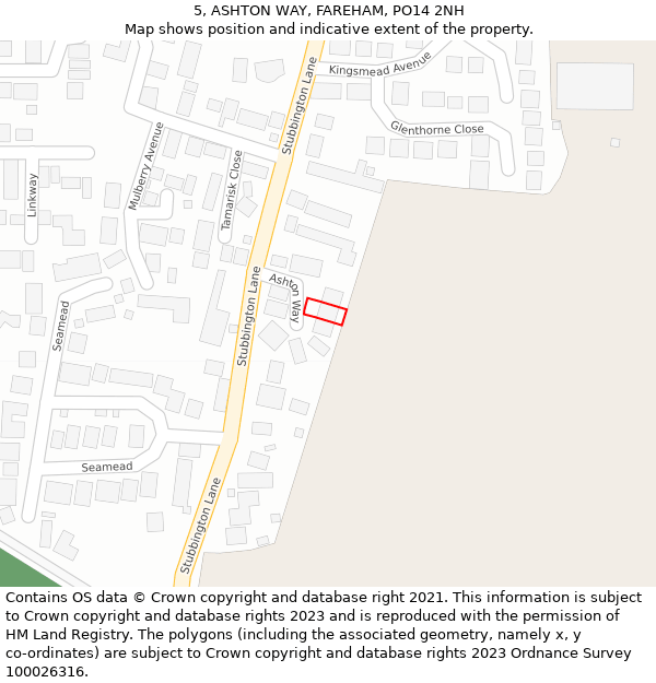 5, ASHTON WAY, FAREHAM, PO14 2NH: Location map and indicative extent of plot