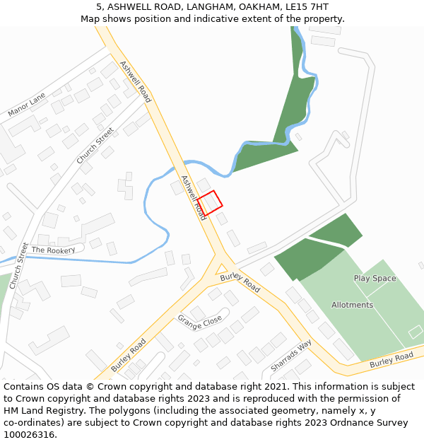 5, ASHWELL ROAD, LANGHAM, OAKHAM, LE15 7HT: Location map and indicative extent of plot