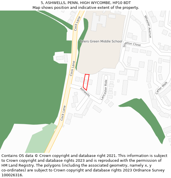 5, ASHWELLS, PENN, HIGH WYCOMBE, HP10 8DT: Location map and indicative extent of plot