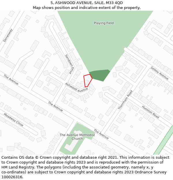 5, ASHWOOD AVENUE, SALE, M33 4QD: Location map and indicative extent of plot