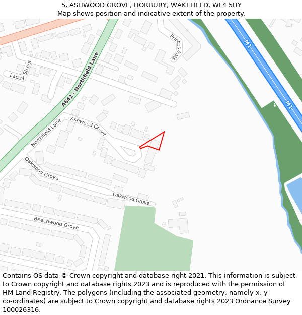 5, ASHWOOD GROVE, HORBURY, WAKEFIELD, WF4 5HY: Location map and indicative extent of plot