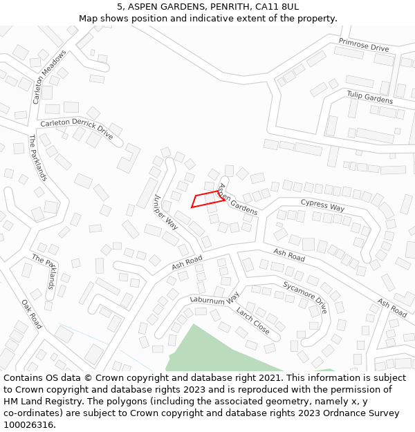 5, ASPEN GARDENS, PENRITH, CA11 8UL: Location map and indicative extent of plot