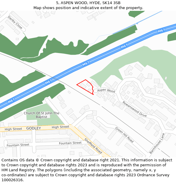 5, ASPEN WOOD, HYDE, SK14 3SB: Location map and indicative extent of plot