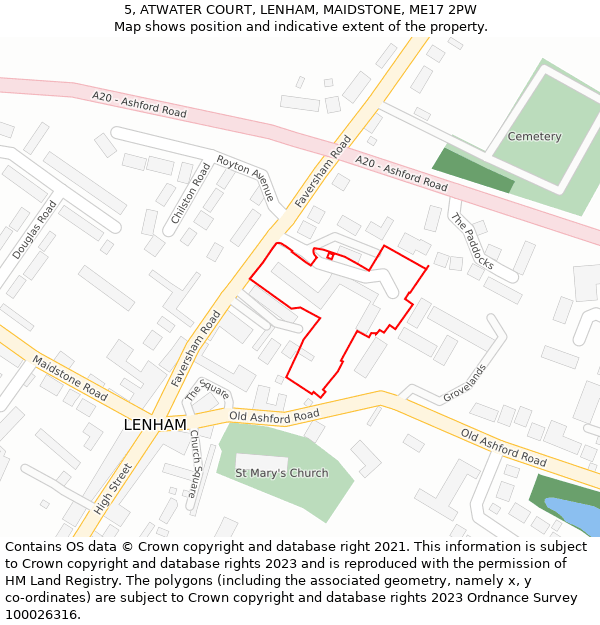 5, ATWATER COURT, LENHAM, MAIDSTONE, ME17 2PW: Location map and indicative extent of plot